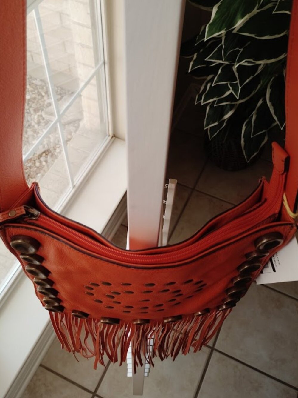 HYPE Orange Leather Studded Fringe Bag (NWT) - Picture 4 of 11
